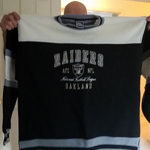 Oakland Raider sweatshirts and jerseys.
